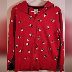 Disney Women's Small Red Minnie Mouse Zip-Up Jacket With Hood